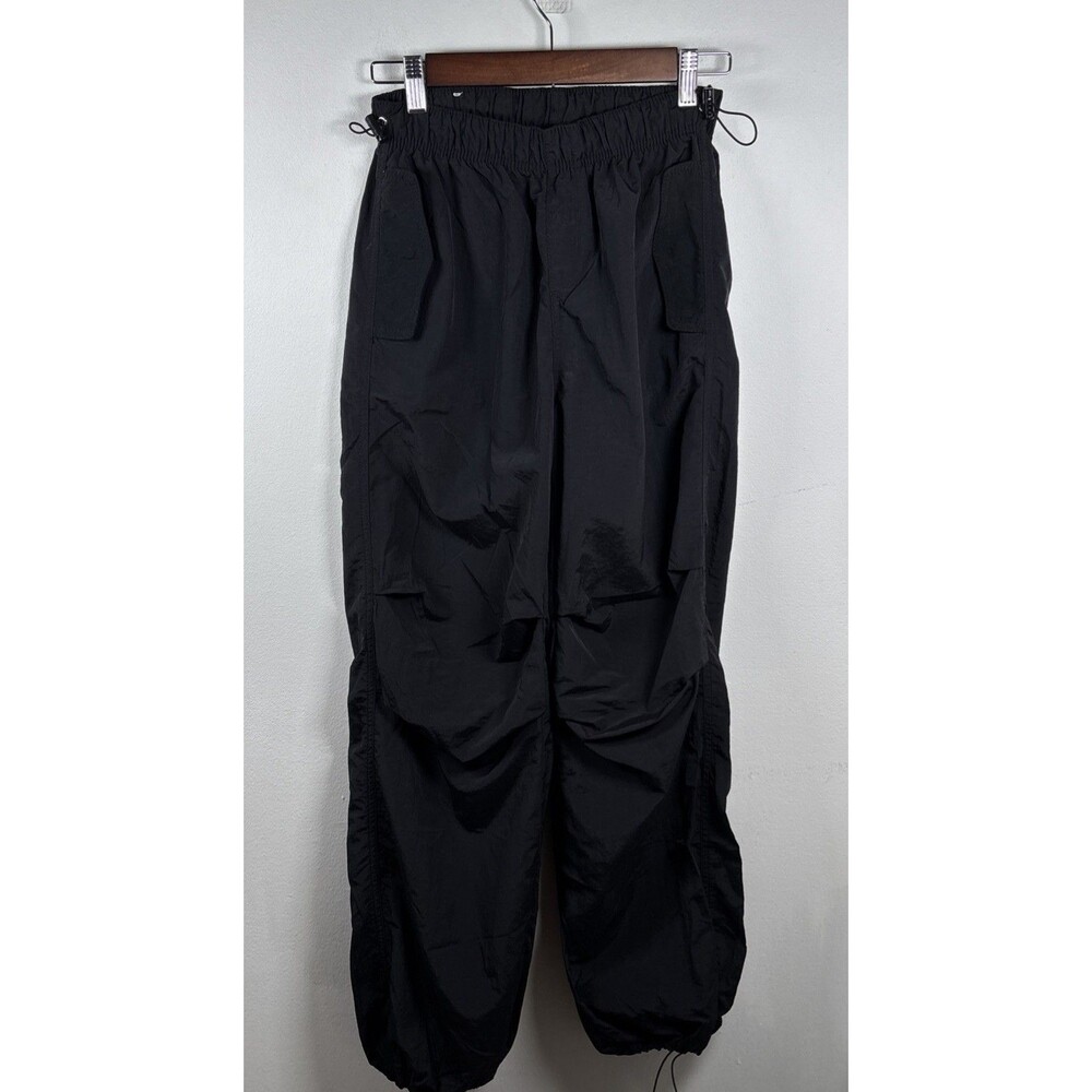 Love Tree Black Parachute Cargo Pants Womens S Y2K Gorpcore 100% Nylon Utility - Picture 9 of 16